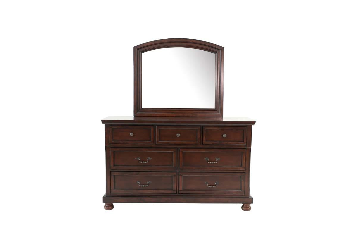 Traditional Style 1pc Dresser 3 Small Drawers 4 Large Drawers Bun Feet Pull Handles Round Knobs Cherry Finish Bedroom Furniture