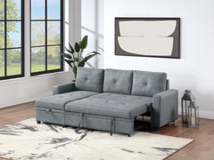 Black Gray Polyfiber Convertible Sectional Sofa Pull out Bed Couch Storage Chaise Reversible 2pc Sectional Living Room Furniture