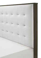 1pc Contemporary Upholstered Full Size Panel Bed Button Tufted Headboard Wooden Bedroom Furniture White Cream Gray