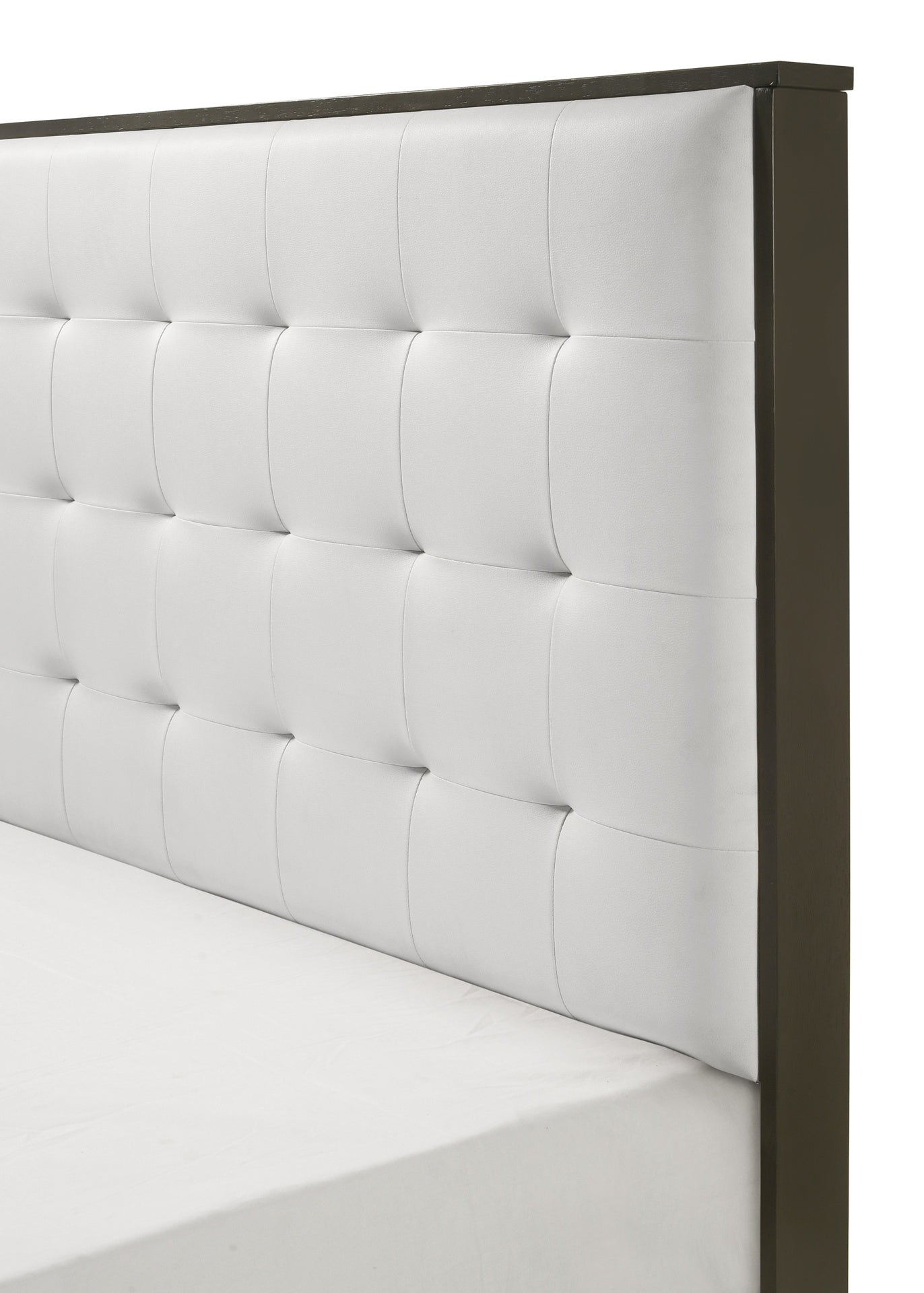 1pc Contemporary Upholstered Twin Size Panel Youth Bed Button Tufted Headboard Wooden Bedroom Furniture White Cream Gray
