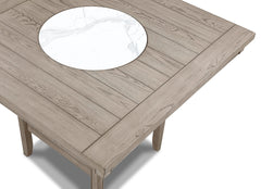 5pc Dining Set Contemporary Farmhouse Style Counter Height w 20-Inch White Faux Marble Lazy Susan All Tan / Beige Gray Finish Upholstered Chairs Wooden Wood Veneers Solid Wood Dining Room Furniture