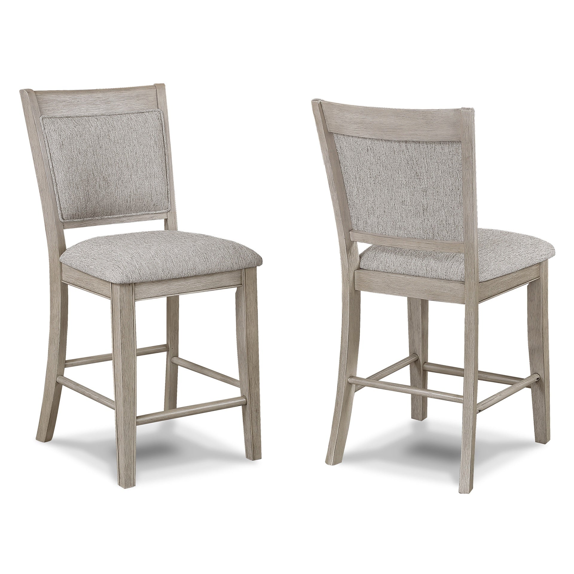 5pc Dining Set Contemporary Farmhouse Style Counter Height w 20-Inch White Faux Marble Lazy Susan All Tan / Beige Gray Finish Upholstered Chairs Wooden Wood Veneers Solid Wood Dining Room Furniture