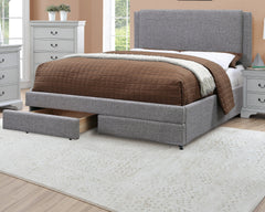 Light Gray Fabric Upholstered Contemporary 1pc Full Size Bed w Storage Drawers FB Bedroom Furniture 1pc Bed Set