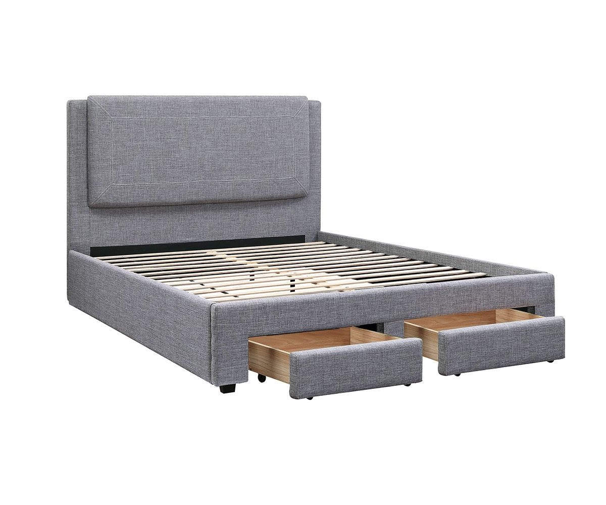 Light Gray Fabric Upholstered Contemporary 1pc Full Size Bed w Storage Drawers FB Bedroom Furniture 1pc Bed Set