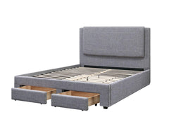 Light Gray Fabric Upholstered Contemporary 1pc Full Size Bed w Storage Drawers FB Bedroom Furniture 1pc Bed Set