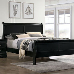 Full Size Bed Black Louis Phillipe Solidwood 1pc Bed Bedroom Sleigh Bed Contemporary Style
