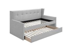 Contemporary Style 1pc Day Bed w/ Slat Trundle Button Tufted Light Gray Finish Bedroom Furniture