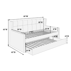 Contemporary Style 1pc Day Bed w/ Slat Trundle Button Tufted Light Gray Finish Bedroom Furniture