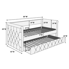 Contemporary Style 1pc Day Bed w/ Slat Trundle Button Tufted Gray Finish Bedroom Furniture