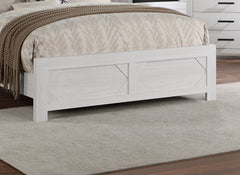 White Color 1pc Eastern King Size Bed High Headboard MDF Particle Board Bedroom Furniture Bedframe Unique Panel Design
