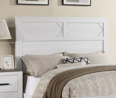 White Color 1pc Eastern King Size Bed High Headboard MDF Particle Board Bedroom Furniture Bedframe Unique Panel Design