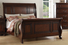 Traditional Style 1pc Queen Size Bed Two Panel Bed Headboard And Footboard Cherry Finish Bedroom Furniture