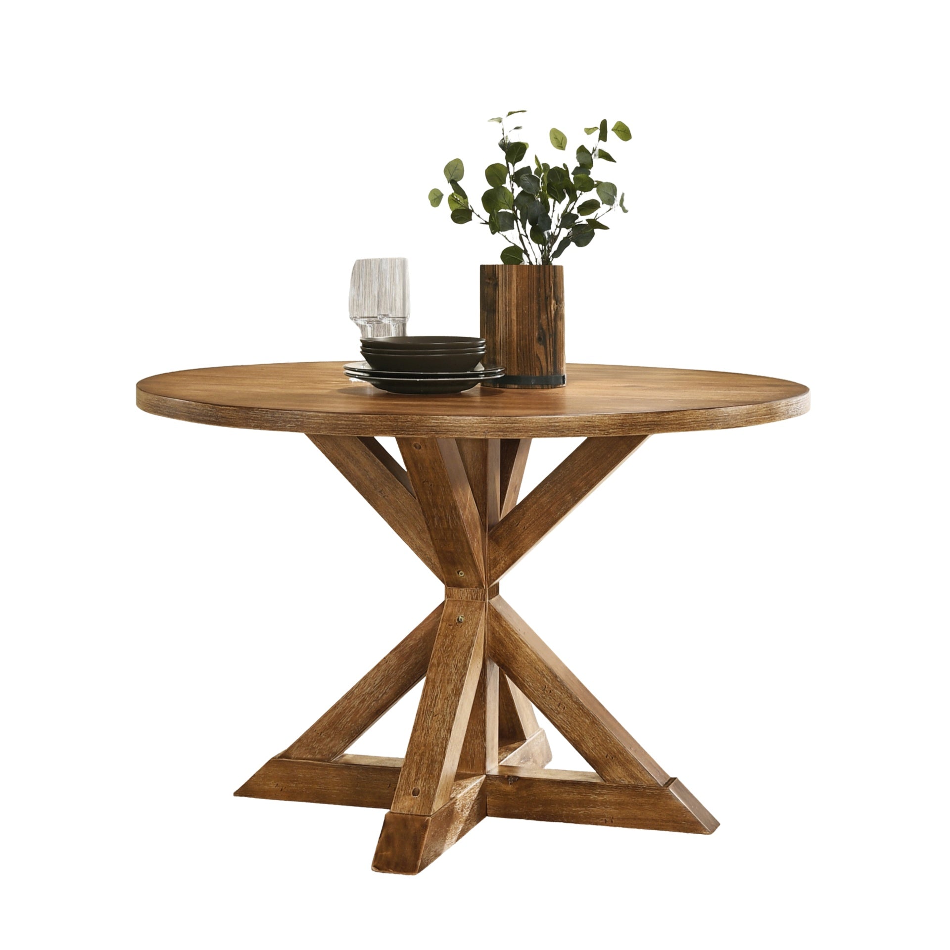Windvale Cross-Buck Wood 5-Piece Dining Set