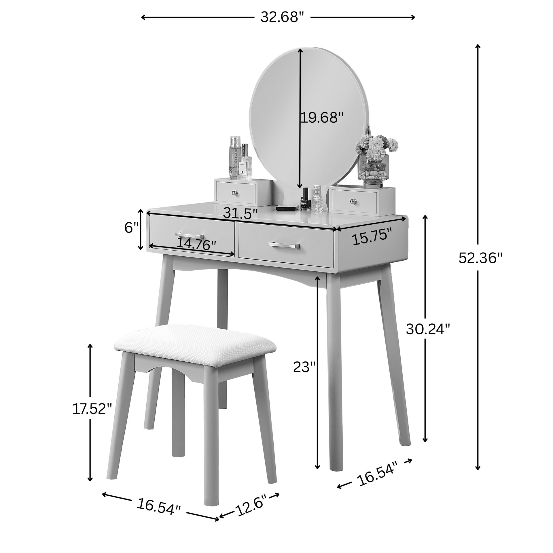 Liannon Contemporary Wood Vanity and Stool Set, Purple