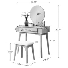 Maly Contemporary Wood Vanity and Stool Set, Pink