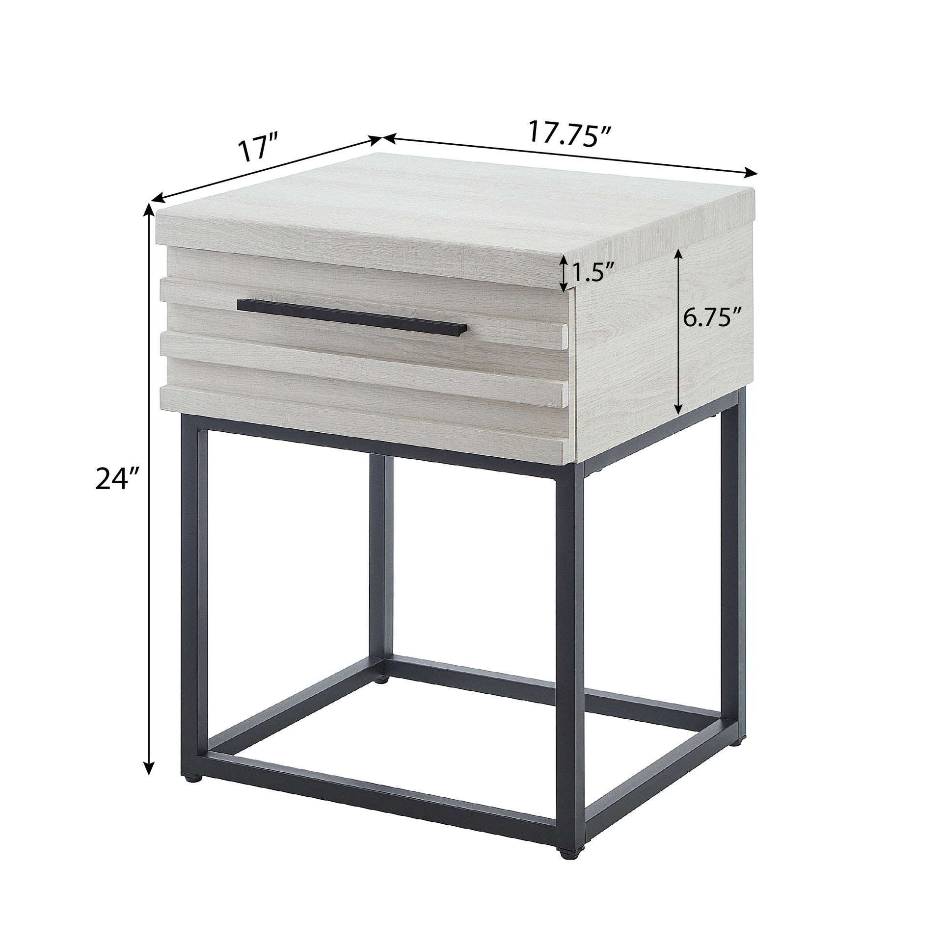 Celestial Contemporary Storage End table, White