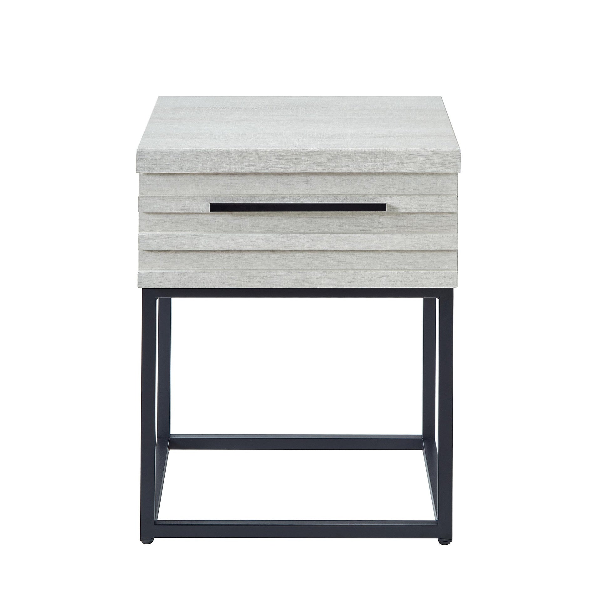 Celestial Contemporary Storage End table, White