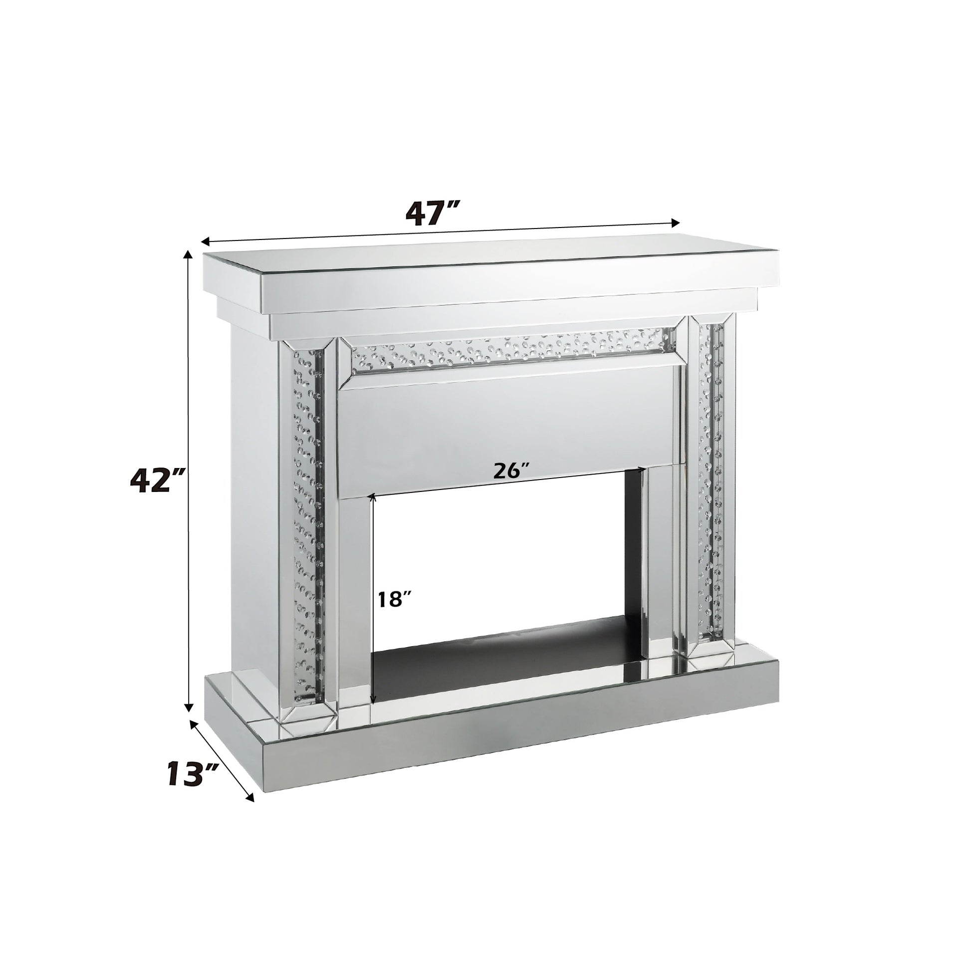 Nysa Mirrored & Faux Crystals Fireplace