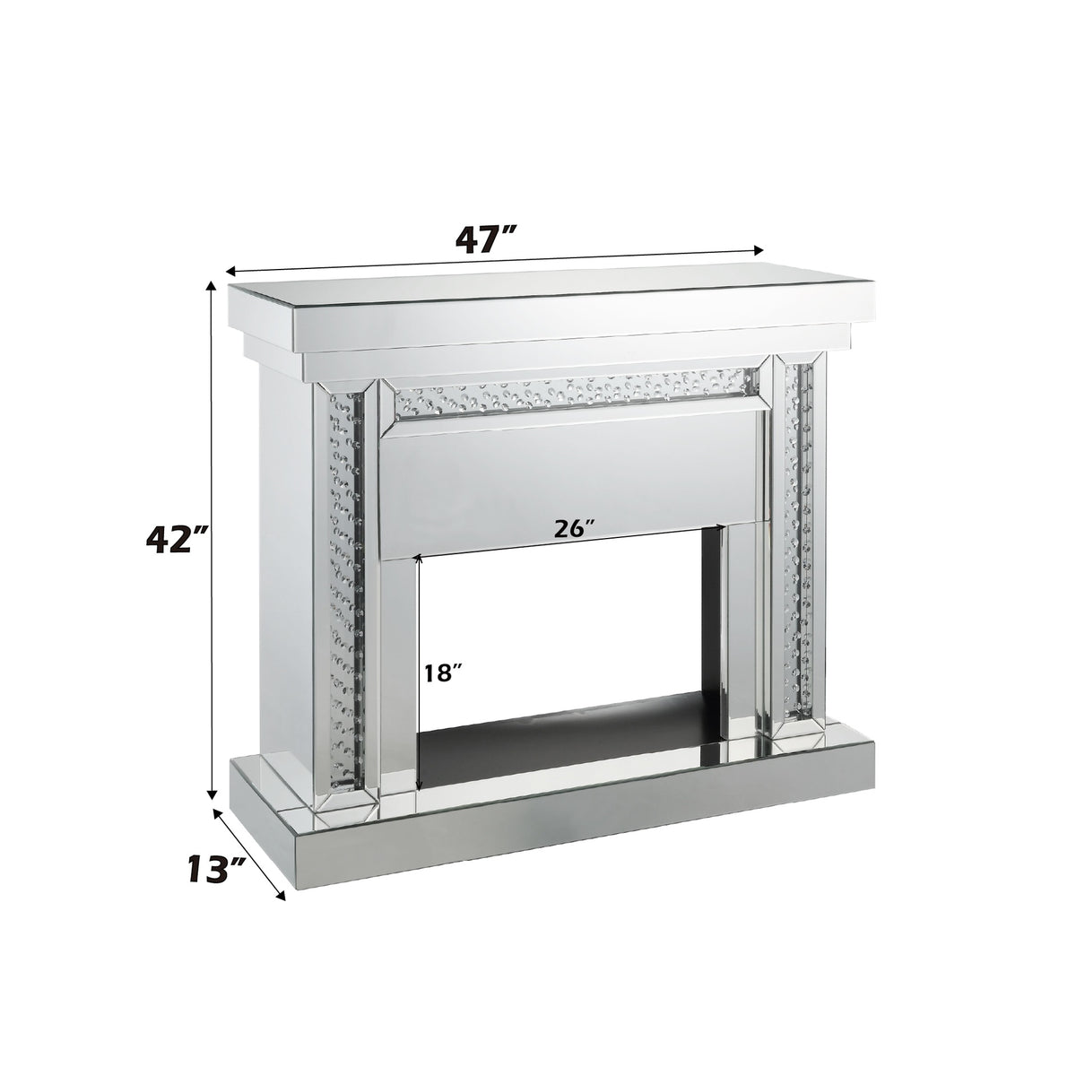 Nysa Mirrored & Faux Crystals Fireplace