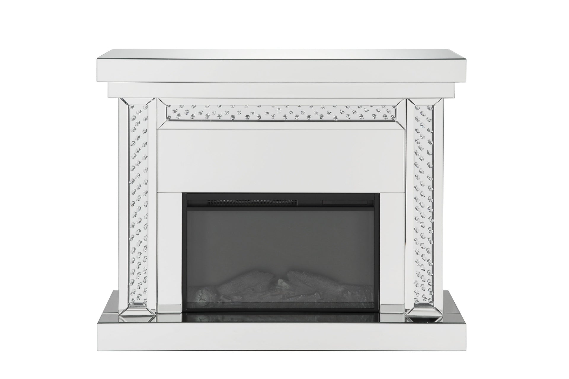 Nysa Mirrored & Faux Crystals Fireplace