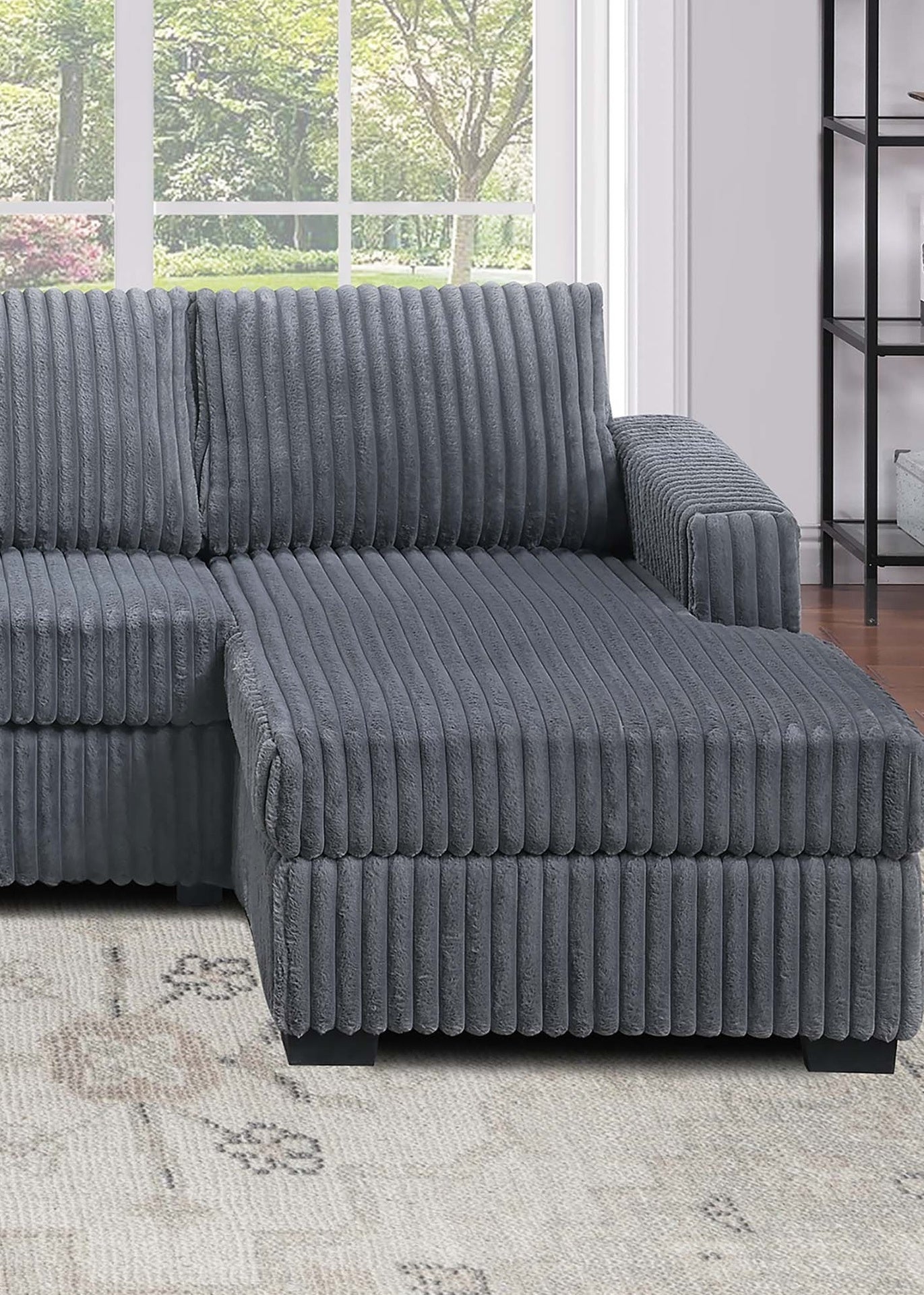 Dark Gray Finish 3pc U-Shaped Sectional Set Cushion Back Armless Chairs Right Arm And Left Arm Chaise Primary Living Room Comfortable For 4 People