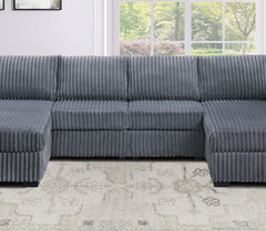Dark Gray Finish 3pc U-Shaped Sectional Set Cushion Back Armless Chairs Right Arm And Left Arm Chaise Primary Living Room Comfortable For 4 People