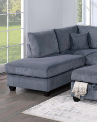 Modern Style 3pc Sectional Set USB Port Storage Ottoman Right Arm Chaise Left Arm Sofa Dark Gray Finish Primary Living Room