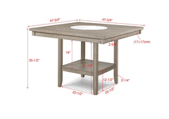 1pc Contemporary Transitional Counter Height Dining Table w 20-Inch  Faux Marble Lazy Susan All Tan / Beige Gray Finish Wooden Wood Veneers Solid Wood Dining Room Furniture