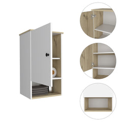 Light Oak and White 1-Shelf Medicine Cabinet