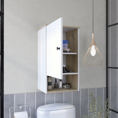 Light Oak and White 1-Shelf Medicine Cabinet
