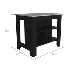 3-Shelf Kitchen Island Wenge and Ibiza Marble