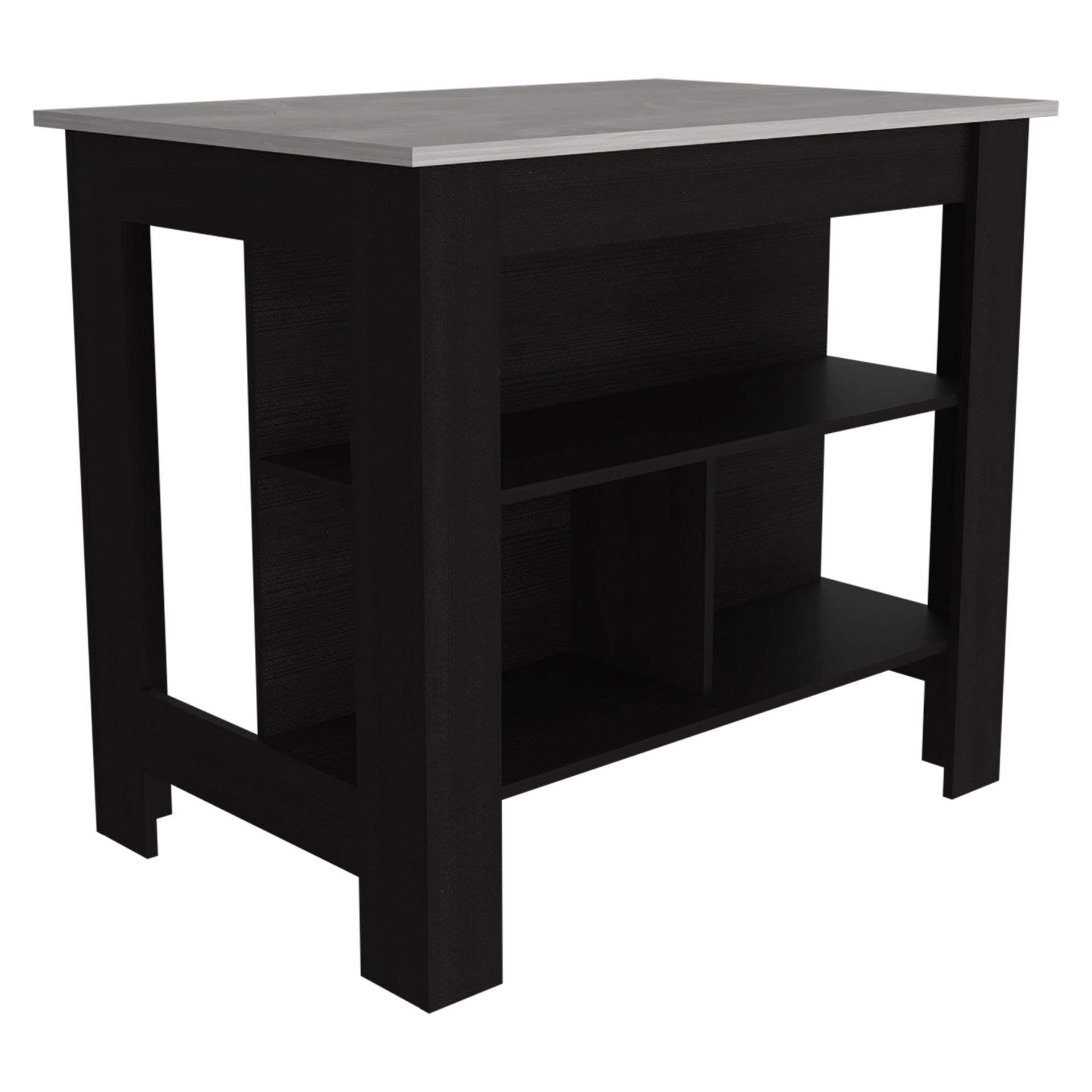 3-Shelf Kitchen Island Wenge and Ibiza Marble