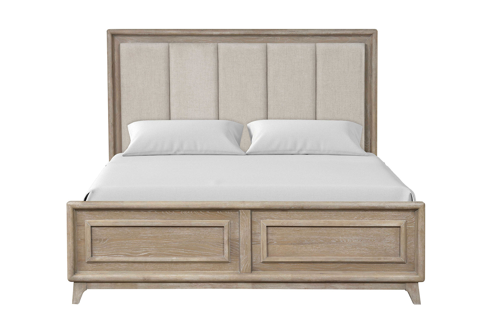 Contemporary 1pc Eastern King Size Bed Channel Padded Headboard Oak Finish Bedroom Furniture
