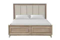 Contemporary 1pc Eastern King Size Bed Channel Padded Headboard Oak Finish Bedroom Furniture