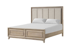 Contemporary 1pc Eastern King Size Bed Channel Padded Headboard Oak Finish Bedroom Furniture