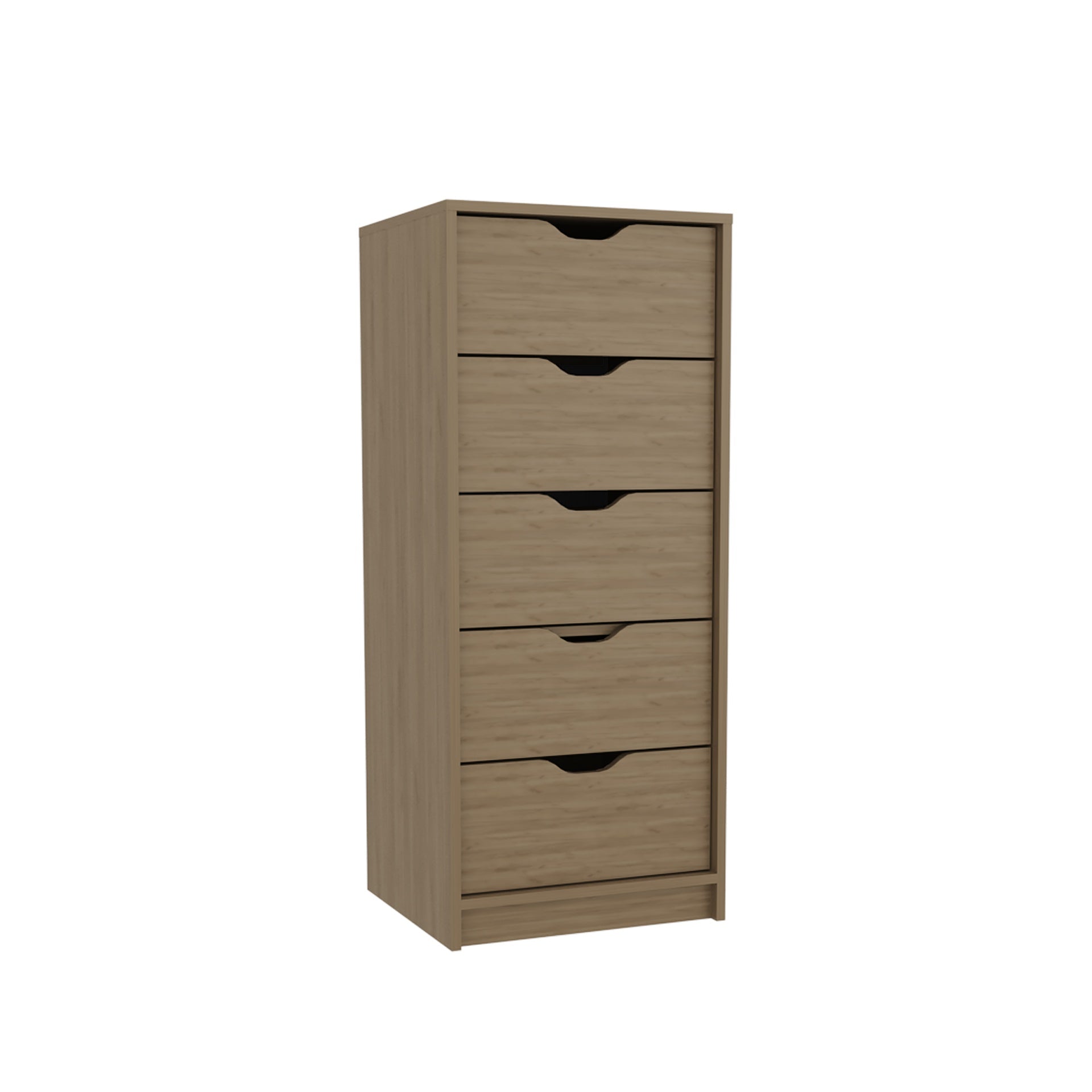 Dresser 42 inchH, 5 Drawers , Slim Storage Chest of Drawers, Natural Oak