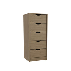 Dresser 42 inchH, 5 Drawers , Slim Storage Chest of Drawers, Natural Oak