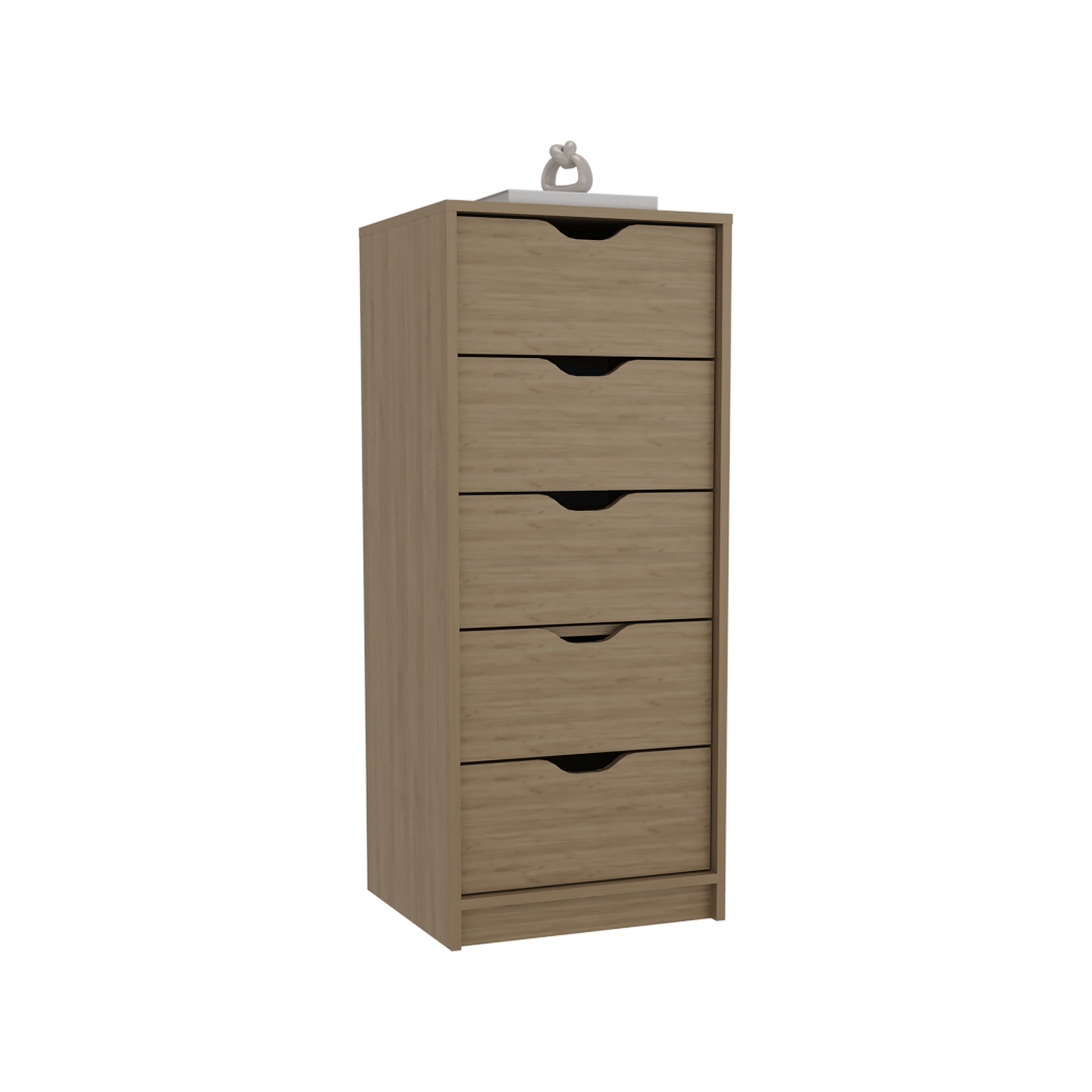 Dresser 42 inchH, 5 Drawers , Slim Storage Chest of Drawers, Natural Oak