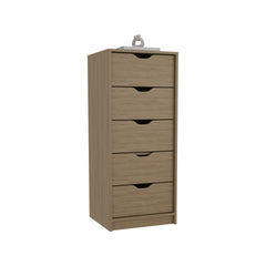 Dresser 42 inchH, 5 Drawers , Slim Storage Chest of Drawers, Natural Oak