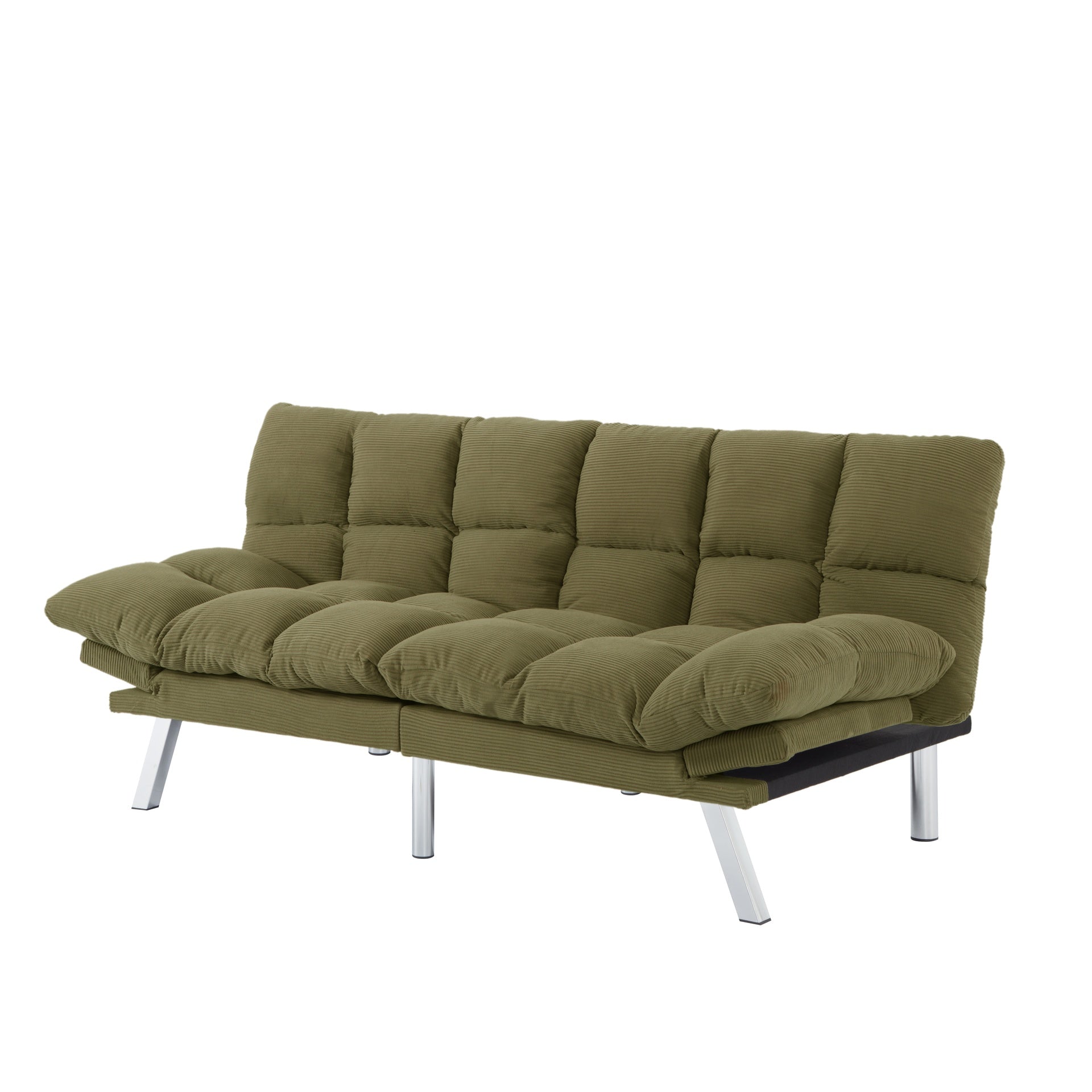 Multifuctional Sofa Bed, Foldable 2-Seater Sofa, Corduroy Fabric, Suitable for Living Rooms & Apartments (Green)