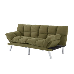 Multifuctional Sofa Bed, Foldable 2-Seater Sofa, Corduroy Fabric, Suitable for Living Rooms & Apartments (Green)