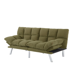 Multifuctional Sofa Bed, Foldable 2-Seater Sofa, Corduroy Fabric, Suitable for Living Rooms & Apartments (Green)