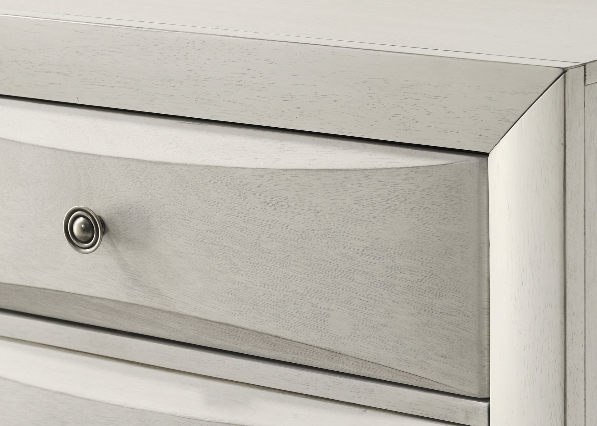 1pc Contemporary Neutral White Finish Curved Drawer Fronts Storage Drawers Nightstand Wooden