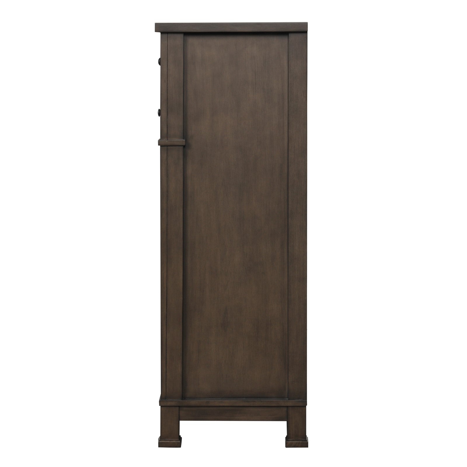 Transitional Style Chest 1pc French And English Dovetail Drawer Knobs And Hanging Pulls Metal Side Glides Dark Walnut Finish Bedroom Furniture