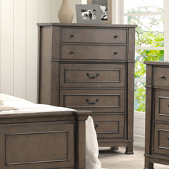 Transitional Style Chest 1pc French And English Dovetail Drawer Knobs And Hanging Pulls Metal Side Glides Dark Walnut Finish Bedroom Furniture