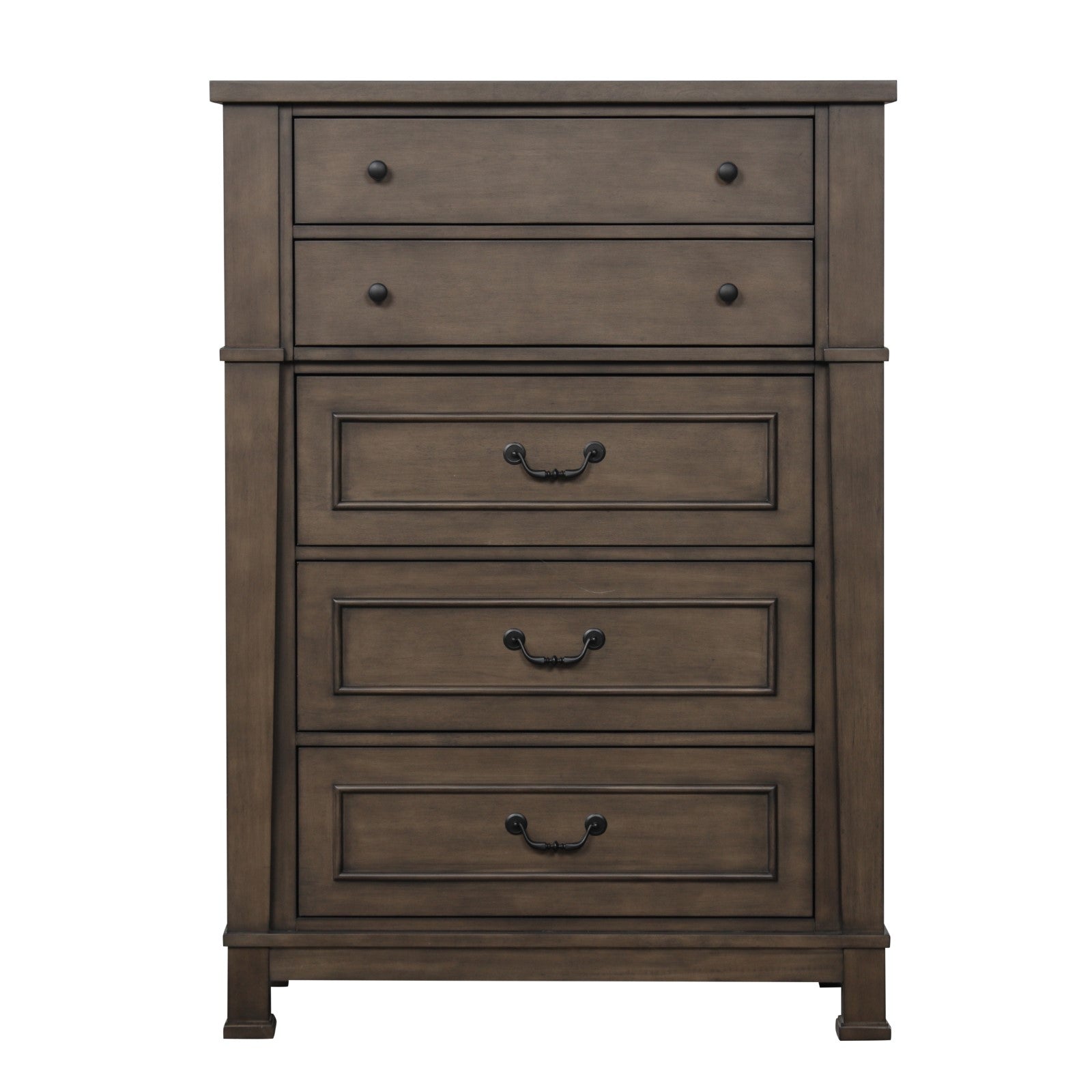 Transitional Style Chest 1pc French And English Dovetail Drawer Knobs And Hanging Pulls Metal Side Glides Dark Walnut Finish Bedroom Furniture