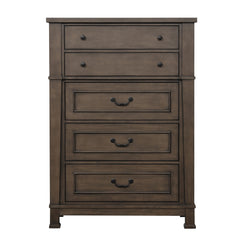 Transitional Style Chest 1pc French And English Dovetail Drawer Knobs And Hanging Pulls Metal Side Glides Dark Walnut Finish Bedroom Furniture