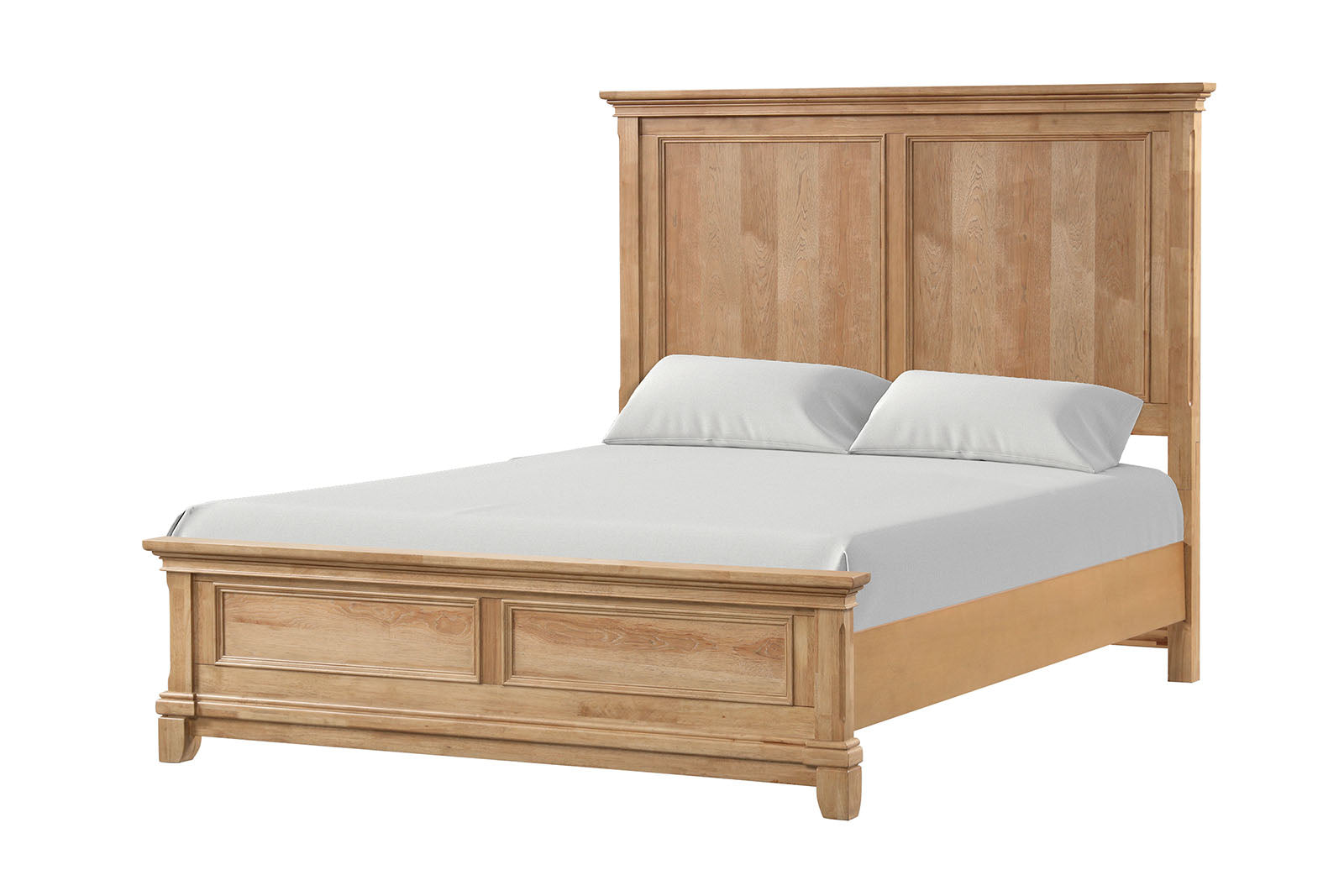 Bedroom Furniture Farmhouse Style 1pc Queen Size Bed Plank Headboard Natural Oak Finish Bedframe