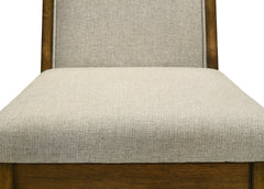 2pc Tailored Chairs Tufted Upholstered Soft Neutral Fabric Luxurious Comfort Modern Wooden Dining Room Furniture