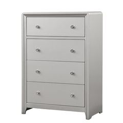 Luxurious Look Chest 1pc Brushed Nickel On Knobs Handle 4-English Dovetail Drawers Center Metal Glides Champagne Finish Contemporary Bedroom Furniture